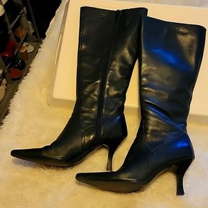 Tall black leather boots